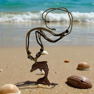 Artistic Dolphin Brown Pendant Necklace